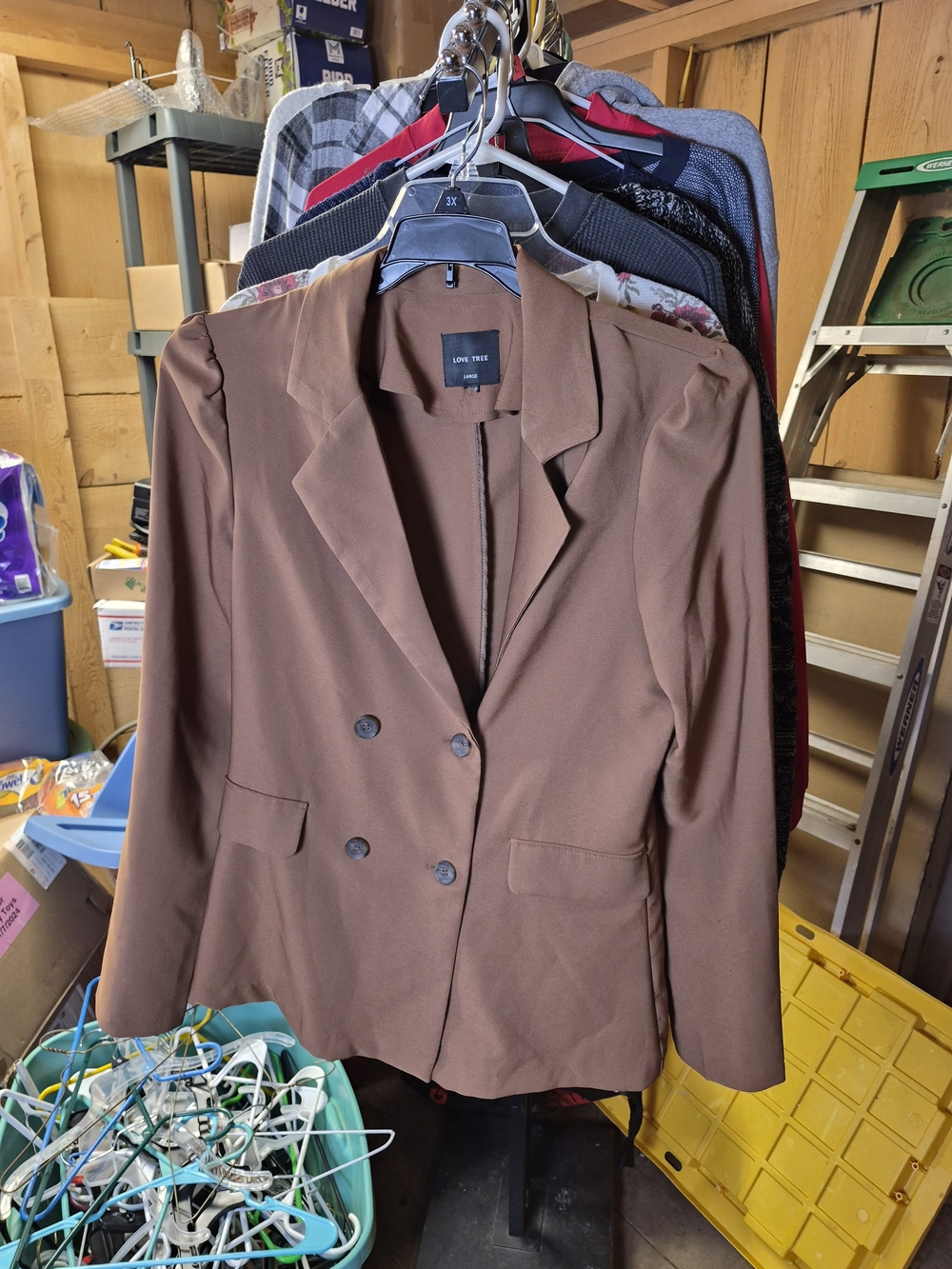 Love Tree Women's Double-Breasted Brown Blazer Bin 64